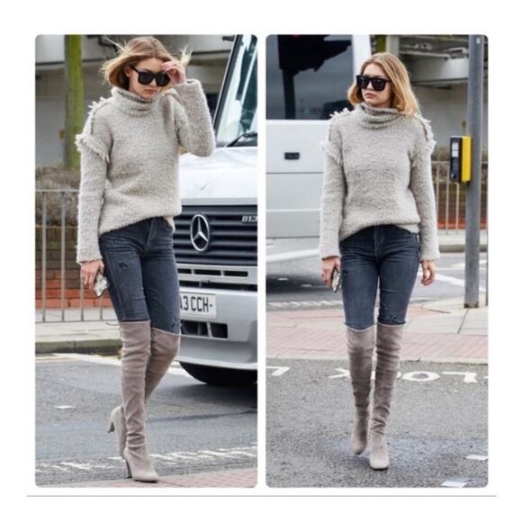 Stuart Weitzman Highland Stretch Suede Over The Knee Londra Boot Gray 8.5M - Picture 15 of 16